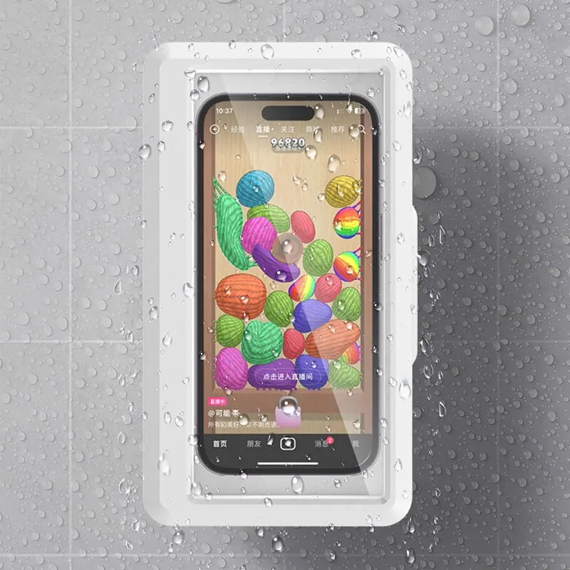 Phone Holder Bathroom Waterproof Home Wall for All Phone Stand Self-adhesive Touch Screen Phone Shell Shower Sealing Storage Box