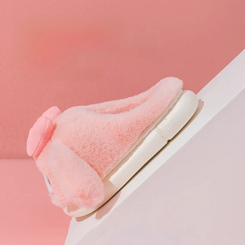 شباشب للأطفال أحذية منزلية قطة قطن كرتونية أحذية شتوية للفتيات دافئة مضادة للانزلاق ناعمة من الأسفل باللون الوردي مقاس الأحذية 17 سم - 26 سم #3