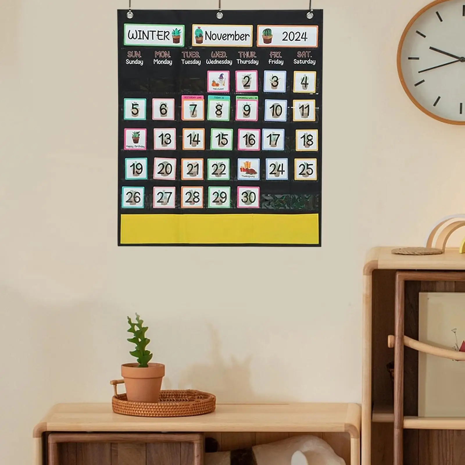 Calendar Pocket Chart Teaching Calendar Weekly Calendar Complete Calendar for Kids Wall Calendar for Kindergarten Home