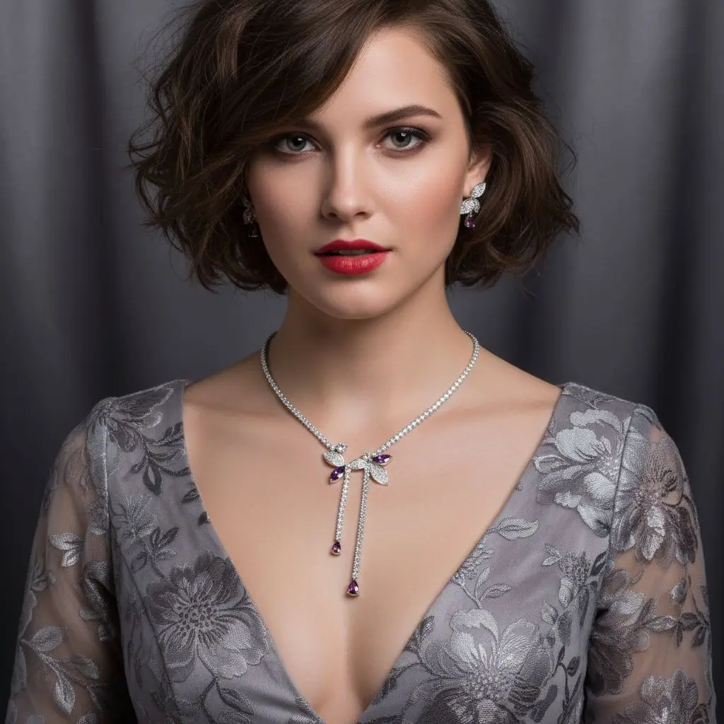 

Кубический цирконий CZ Свадебные комплекты ювелирных изделий для женщин Кисточка Дубай Кулон Ожерелье Серьги Набор для свадьбы Выпускного вечера Ювелирные изделия Подарок