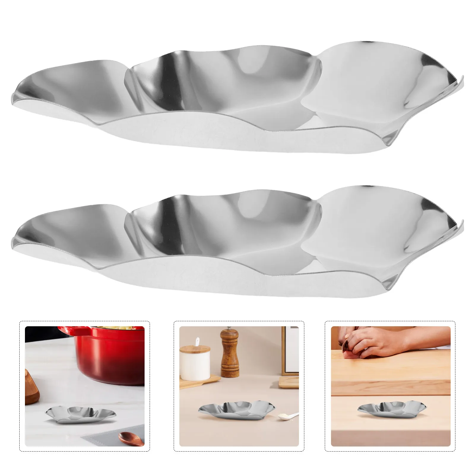 2Pcs Oyster Plate Stainless Steel Spoon Sauce Holder Large Capacity Multi-Function Kitchen Utensil Rest Oyster Plate