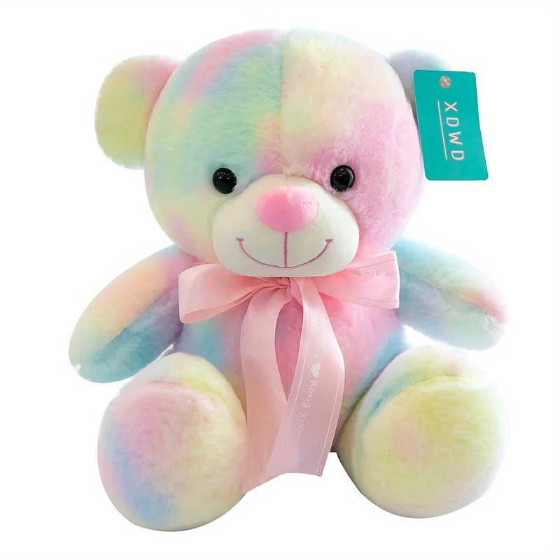 11.8inch Plush Teddy Bear Doll Rainbow Bear Stuffed Anime Doll for Valentine's Day