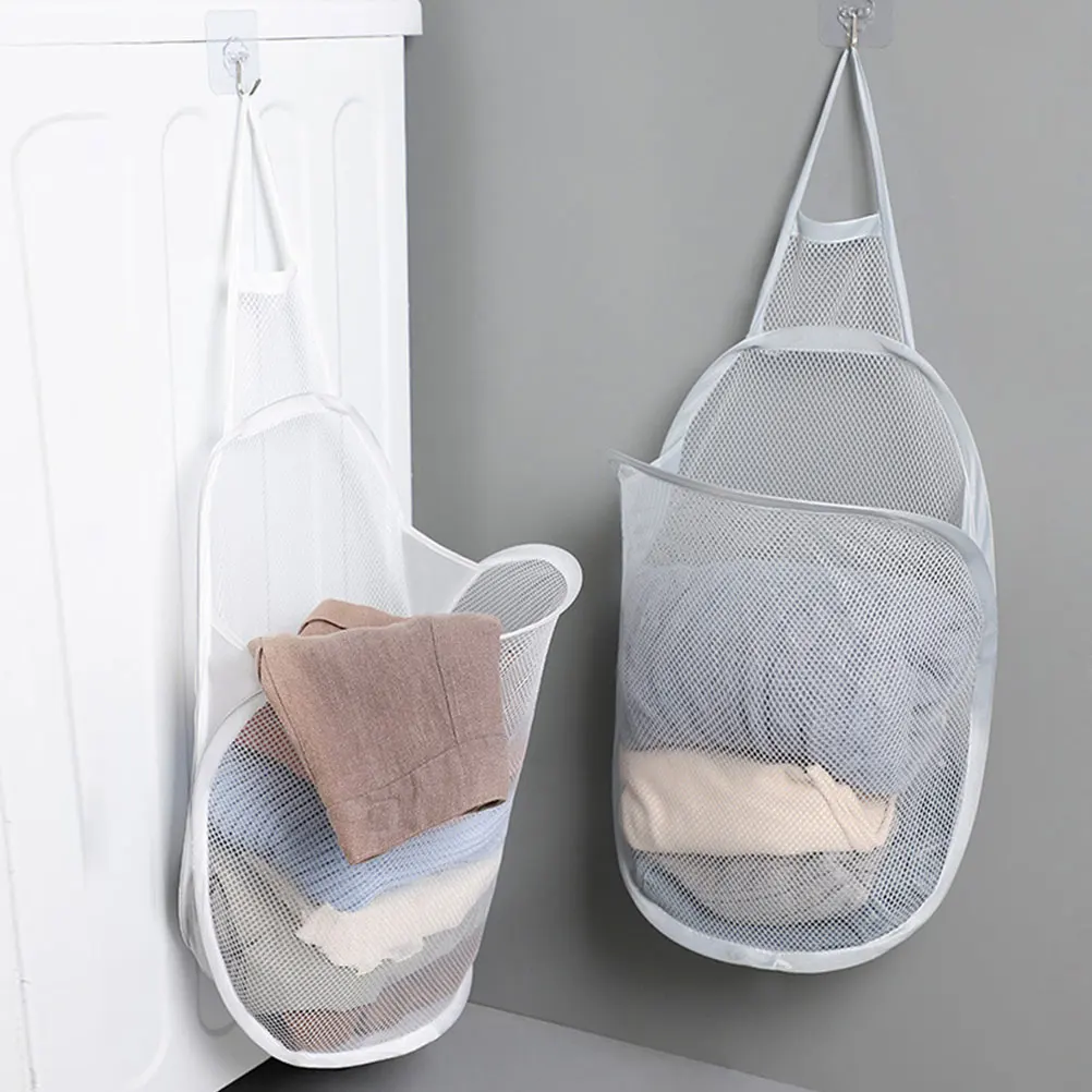 

2pcs Breathable Laundry Basket Polyester Mesh Container Collapsible Baskets Small Hamper Materials Large Capacity Wall