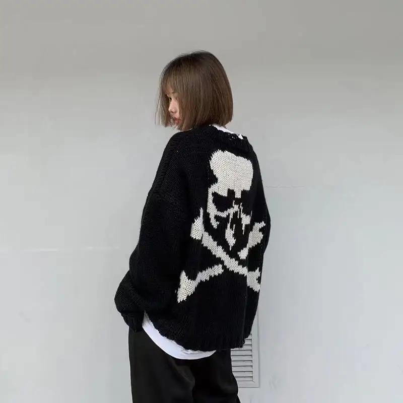 Knitted Sweaters for Men Halloween Pullovers Man Clothes Black Couple Outfit Skeleton Maletry Y2k Streetwear New in Old Sheap X