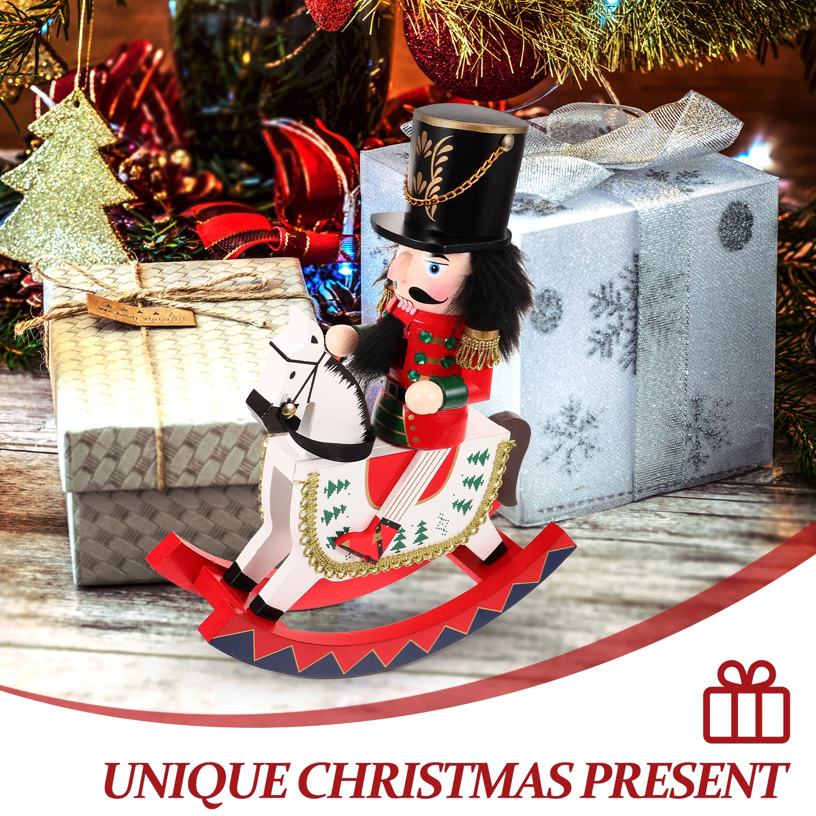 

30cm Wooden Nutcracker Decorative Craft Exquisite Soldier Christmas Tabletop Ornament Home Decoration