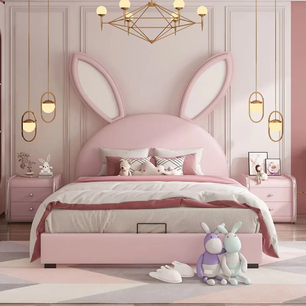 Children Rabbit New Design Bed Girls Princess Pink Boy Lovely Double Kids Bed Bedroom Furniture Set