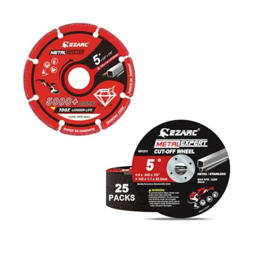 

Набор отрезных кругов 5'' x 0.045'' x 7/8'' (25 шт.), алмазные отрезные круги 5'' x 7/8 дюйма (1 упаковка) для угловой шлифовальной машины