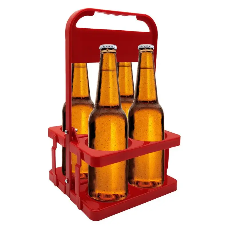 

Foldable 4 Bottle Beer Holder Party Beer Basket Rack Wine Caddy Stand for BBQ Hotel Bar Wine Beer Bottles Display Basket