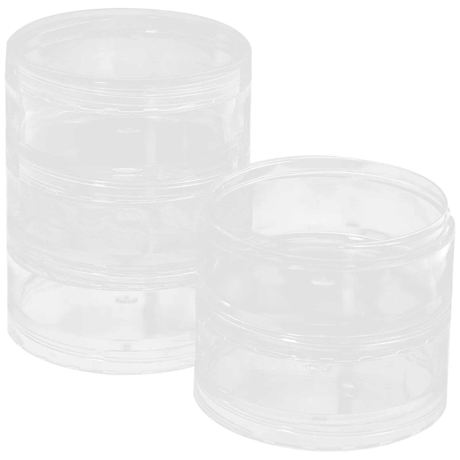 5 Layer Big Cylinder Stackable Transparent Round Plastic Cosmetics Jewelry Beads Sewing Storage Container