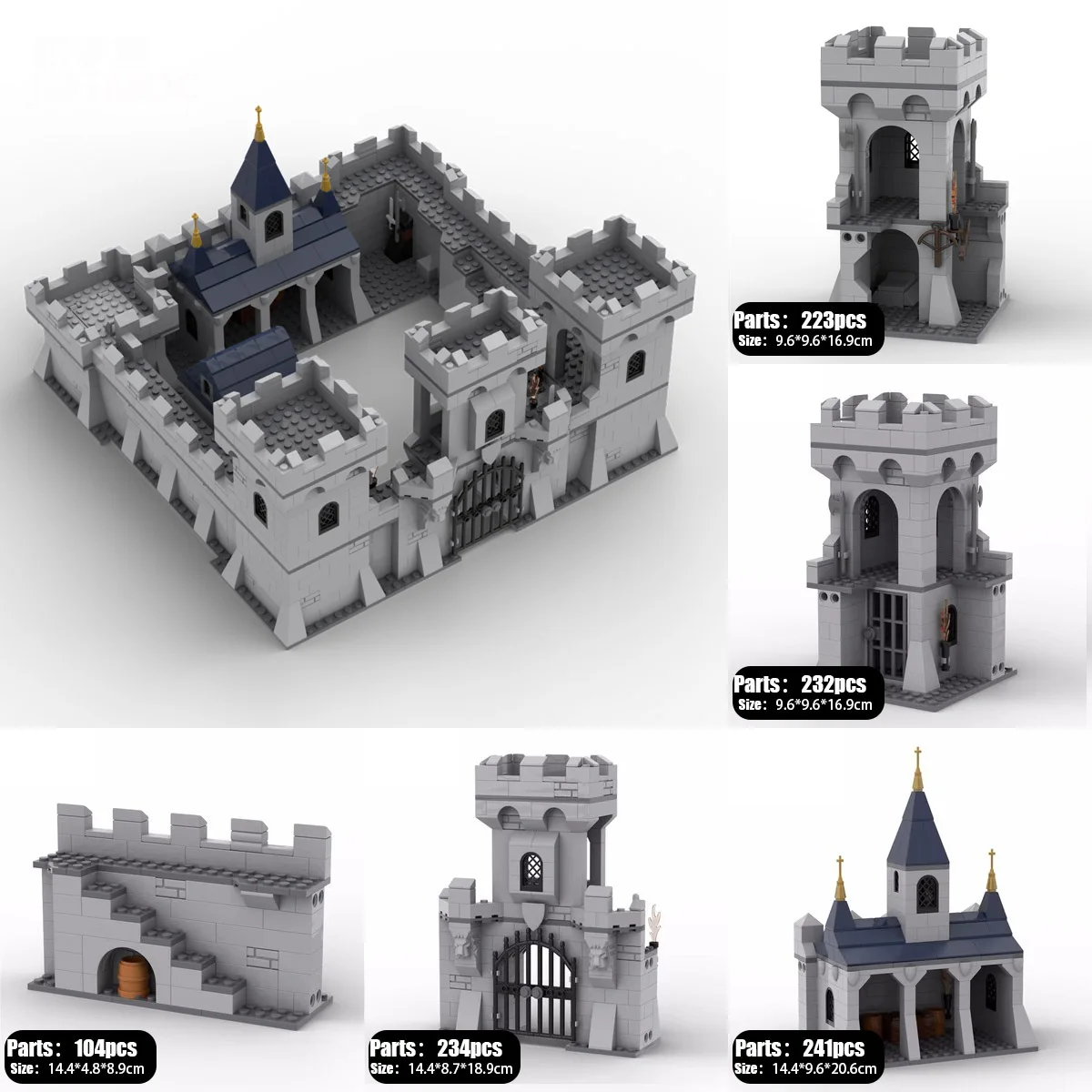 MOC Medieval Castle Burg Building Blocks Set Prison Van Bonfire Ancient Wall Bread Oven Stable Church DIY Bricks Toys Boys Gift