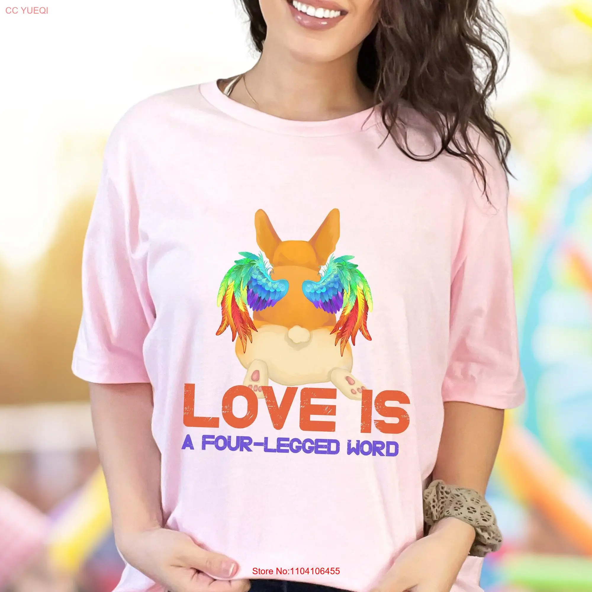 Pride Month Corgi Lover T shirt Love is a Four Legged Word LGBTQ Community Dog Owner Gay Pet Rainbow Winged