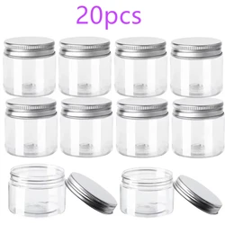 20Pcs/lot 30/50/60/80ml Storage Jars With Lids Aluminum Round Canister Empty Plastic Cosmetic Jars Food Travel Bottle Pot