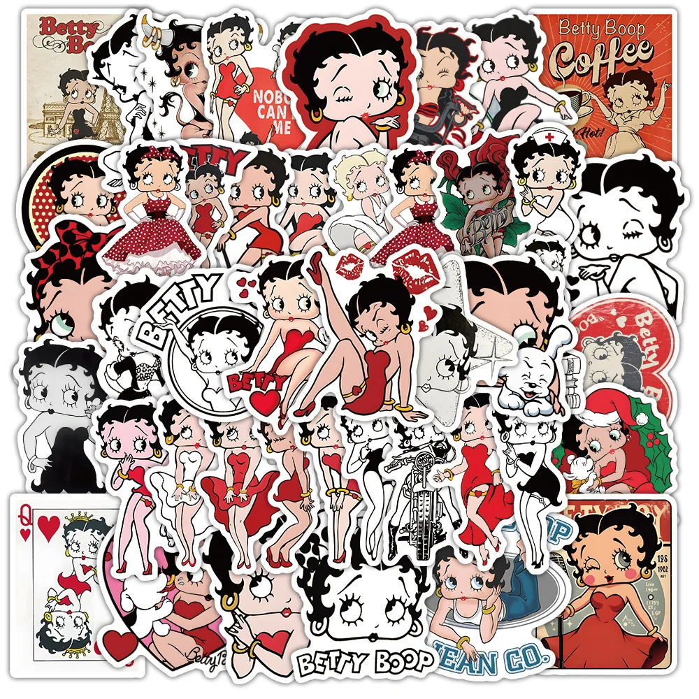 10/30/50 sztuk gwiazda kreskówkowa śliczne i seksowne Betty Boop naklejki DIY dekoracje pcv wodoodporny deskorolka Notebook Graffiti zabawka