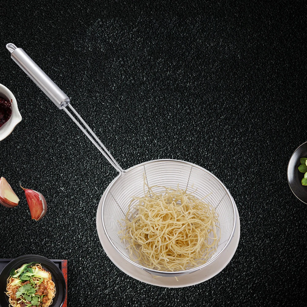 

Food Grade Stainless Steel Frying Oil Strainer Handle Mesh Kitchen Colander Tool Cooking Filter