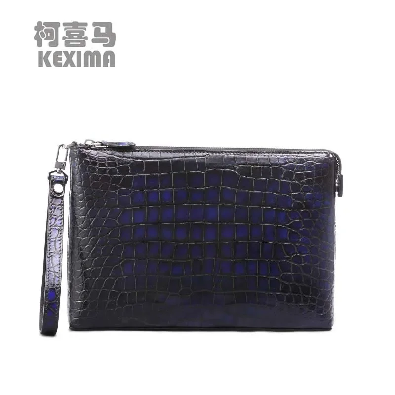 

ouluoer new crocodile Hand bag Thailand business large capacity men clutch bag manual Brush color hand bag for male