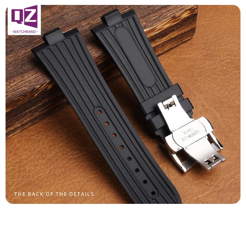 Silicone Watch Band for vacheron constantin overseas VC p47040 47450 49150 Convex Watchband Men Rubber watches Strap 8mm