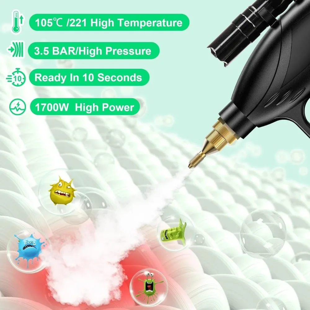 Steam Cleaner Handheld, High Pressure Steam Cleaner for Home, Steam Cleaner for Upholstery, Kitchen, Bathroom, Grout and Tile