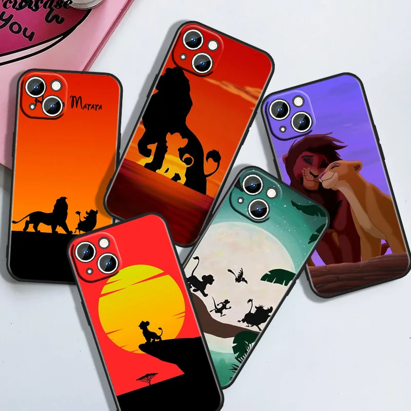 Disney The L-Lion King Black Silicone Phone Case For Apple iPhone 15 14 13 12 mini 11 XS XR X 8 7 Pro Max Plus Soft Shell Cover