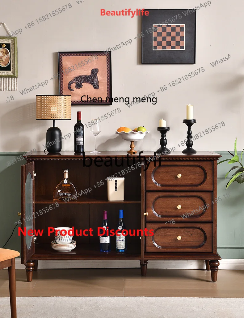 

2003 Medieval solid wood dining side cabinet French wine cabinet dining room living room storage cabinet