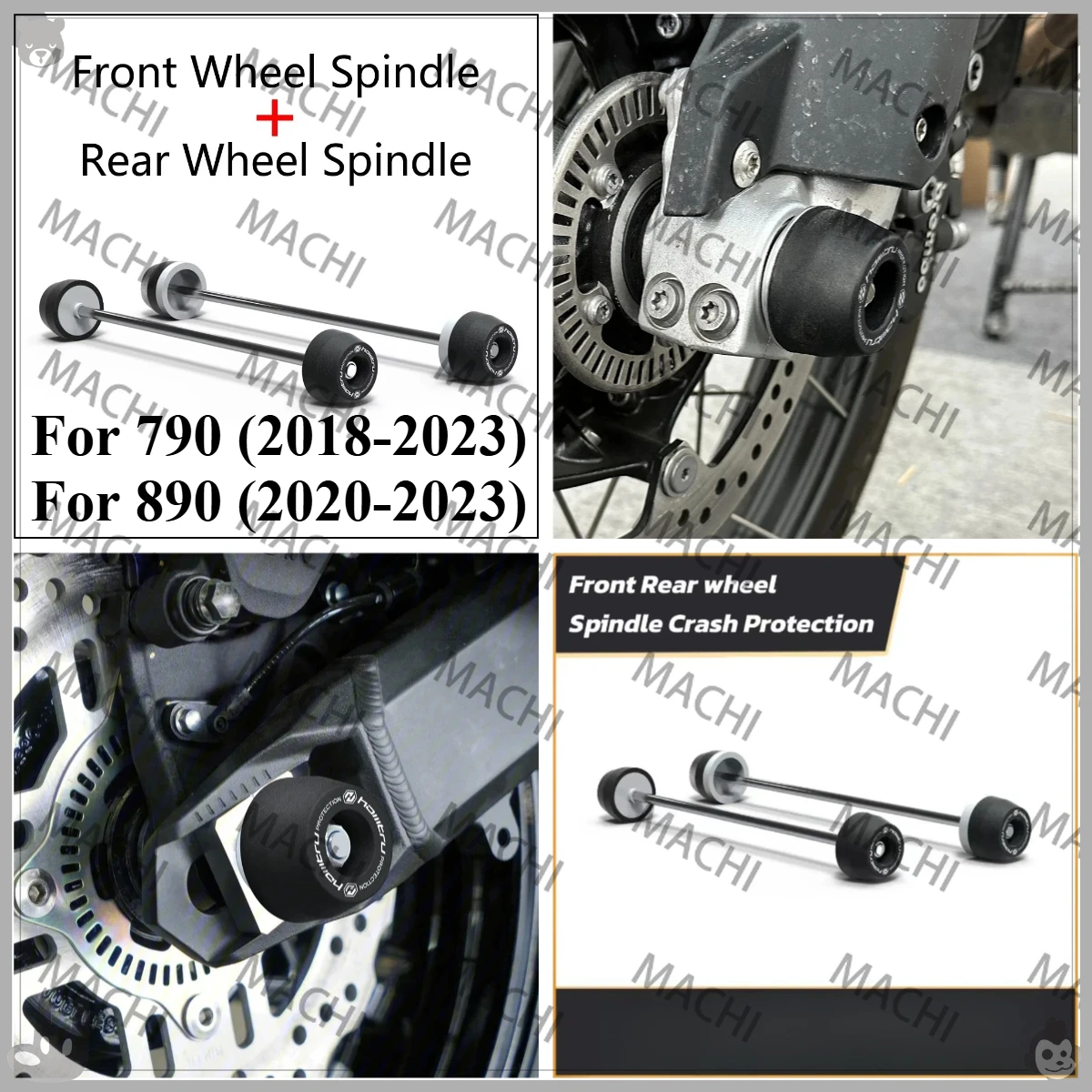 

Защита от падения мотоцикла для 790 890 DUKE R/GP 2018-2023 г.) Премиальная защита от столкновений шпинделя переднего и заднего колеса