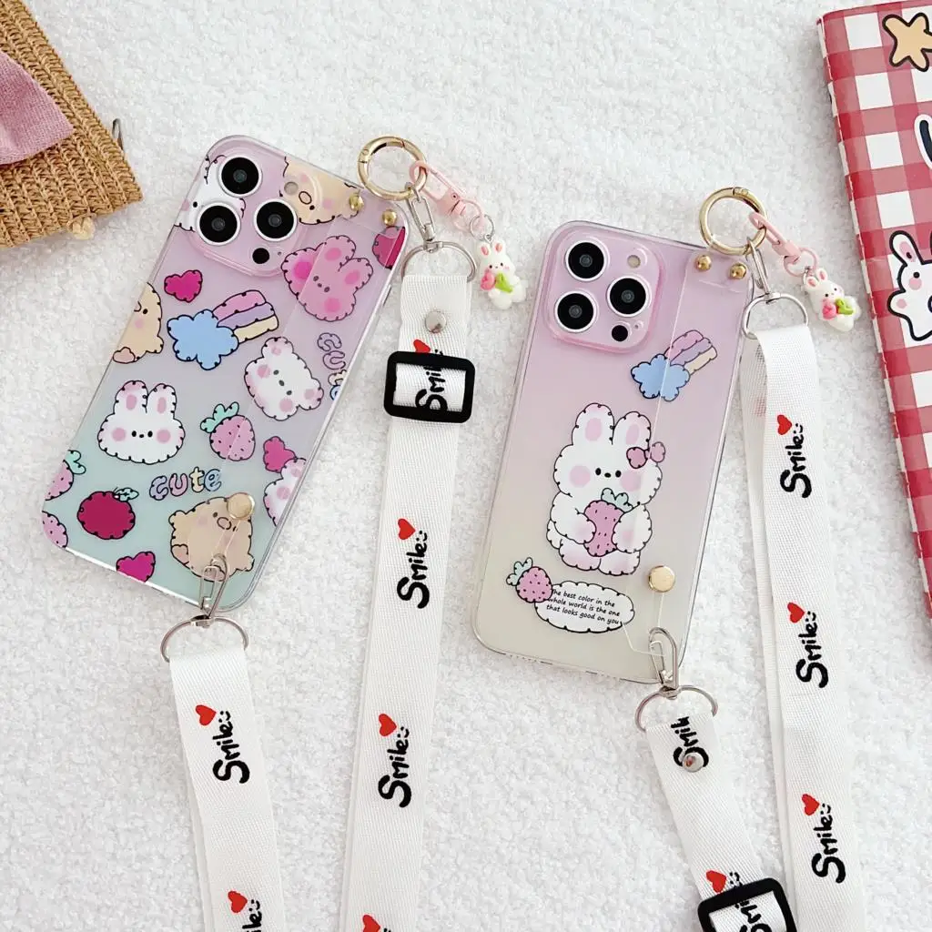 Rabbit For OnePlus 6 7 8 9 10 11 Pro T R RT Pro Case Wrist Strap Ornament