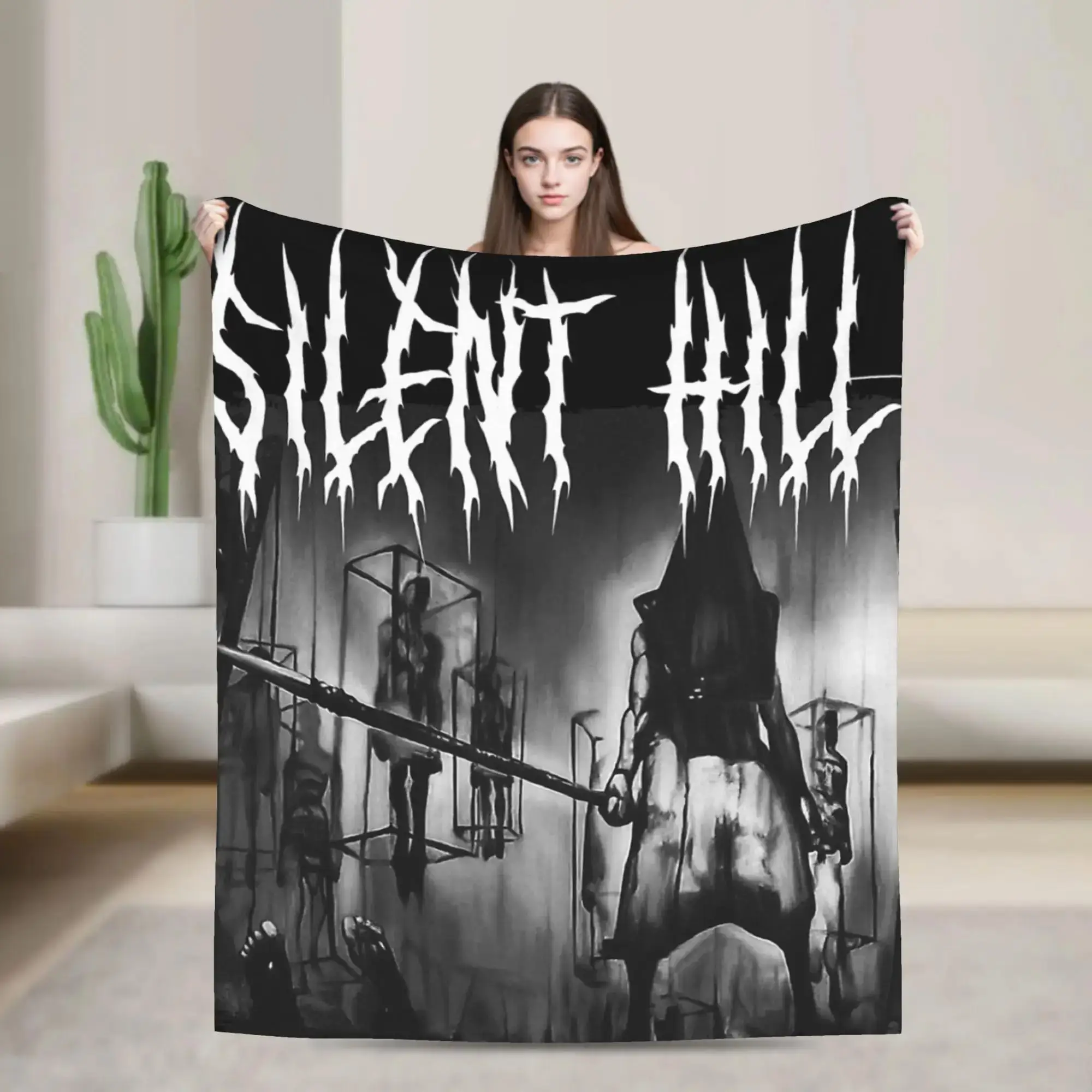 

Soft Flannel Blanket for Travel Office Home Silent Hill Horror Metal Graphic Sofa Bed Cover Throws for Couch Chair Bedspread