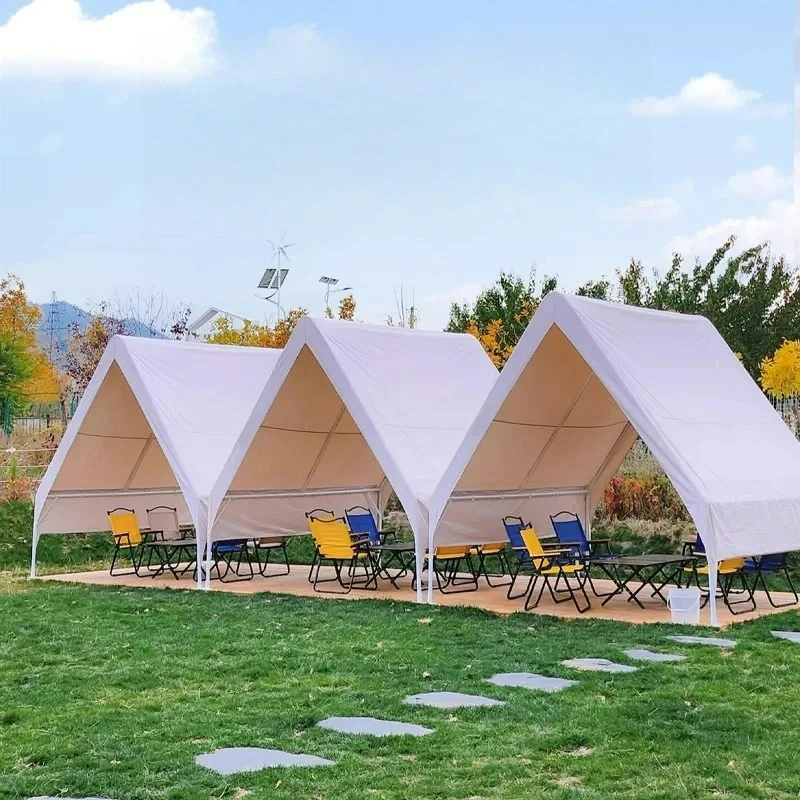 Factory Direct 2026 Internet celebrity triangle camp rain tent catering barbecue simple house type shed camping windproof outdoo