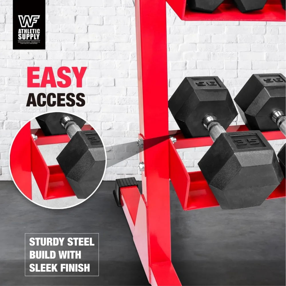 Rak Dumbbell Heavy-Duty Athletic Supply, Rak Beban untuk Gym Rumahan, Penyangga Beban, Tersedia Ukuran untuk Penyimpanan 5-50LB