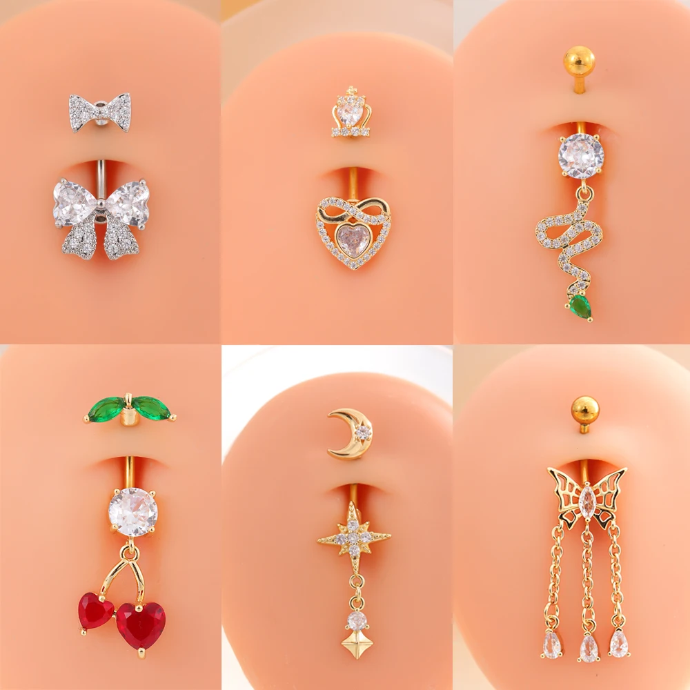 1pc Gold Color Dangled Navel Belly Piercing Nombril Ombligo 