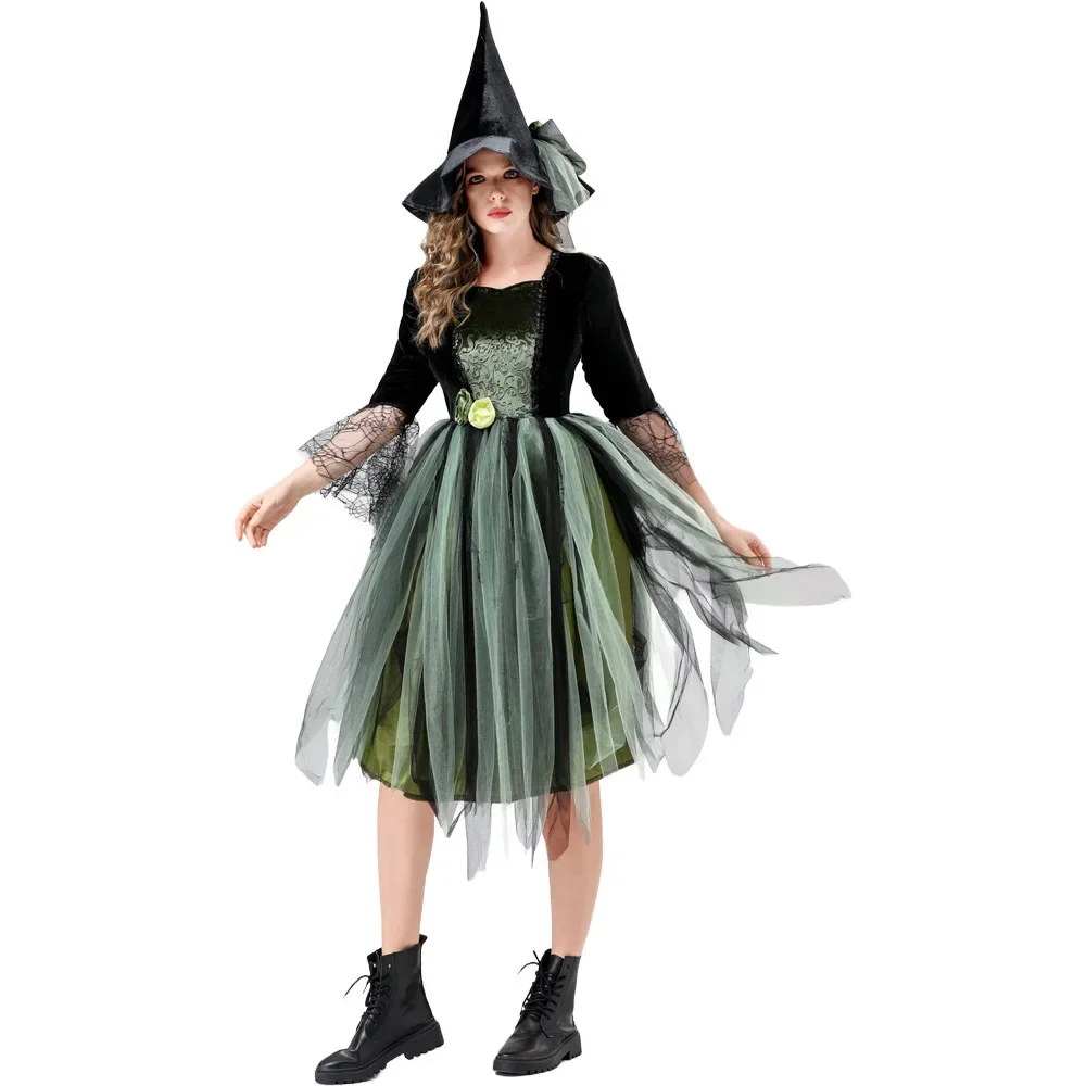 

Halloween Witch Costume Adults Women Bat Wicked Evil Witch Vampire Dress - Gothic Vampire Dress Long Sleeve Cosplay Party Outfit