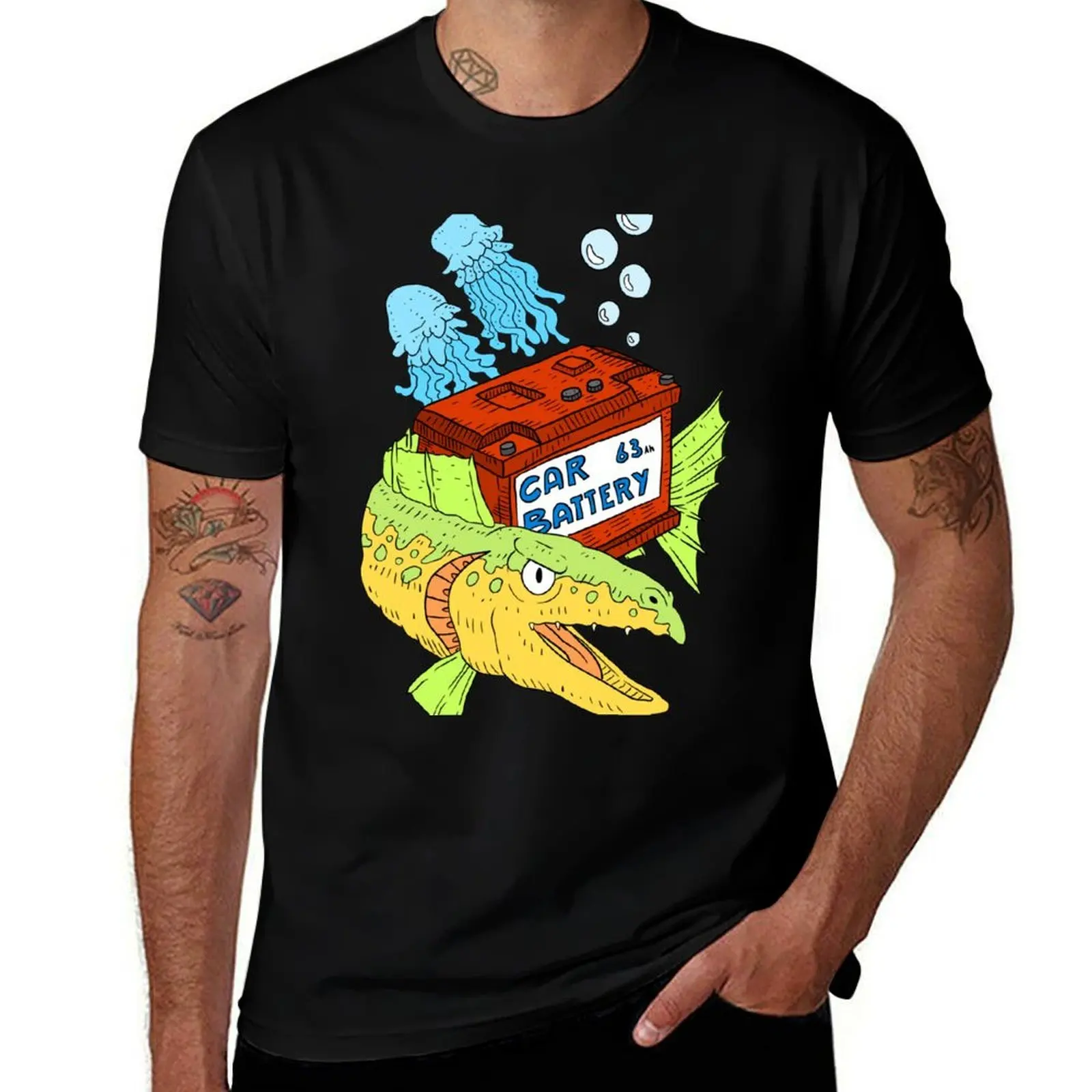 

throwing a car battery in the ocean. T-Shirt t shirt men 100% cotton luxury brand man t shirts for men T-Shirt