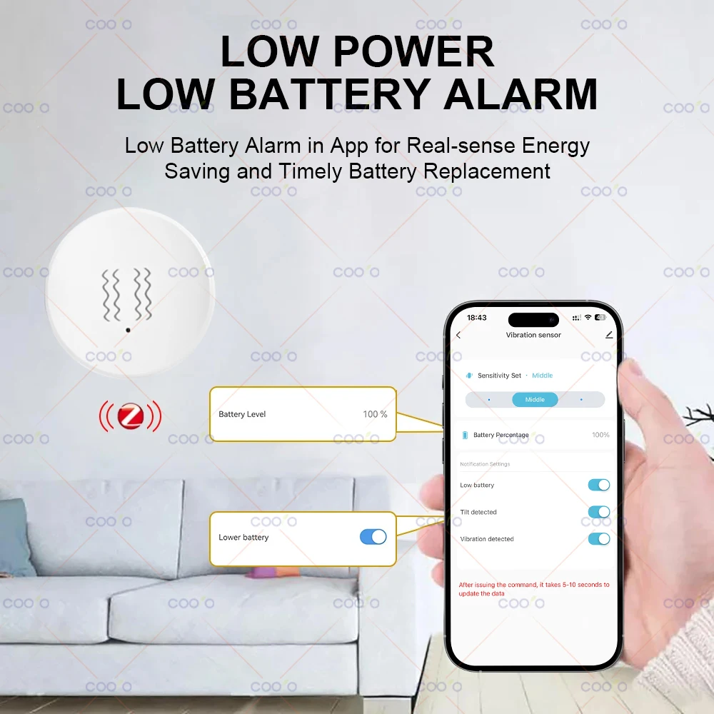 Czujnik wibracji ZigBee 3.0 Alarm otwarcia drzwi/okien w czasie rzeczywistym Ochrona bezpieczeństwa domu współpracuje z Home Assistant Zigbee2MQTT