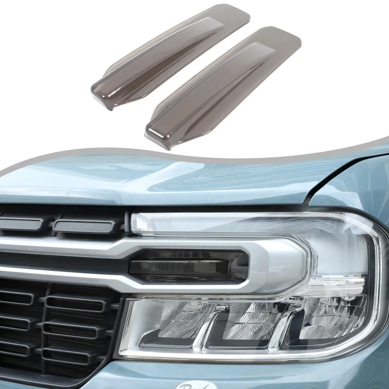 

2pcs ABS Front dual-flash headlight smoked lens cover trim For 2022 2023 2024 Ford Maverick Car Accessories