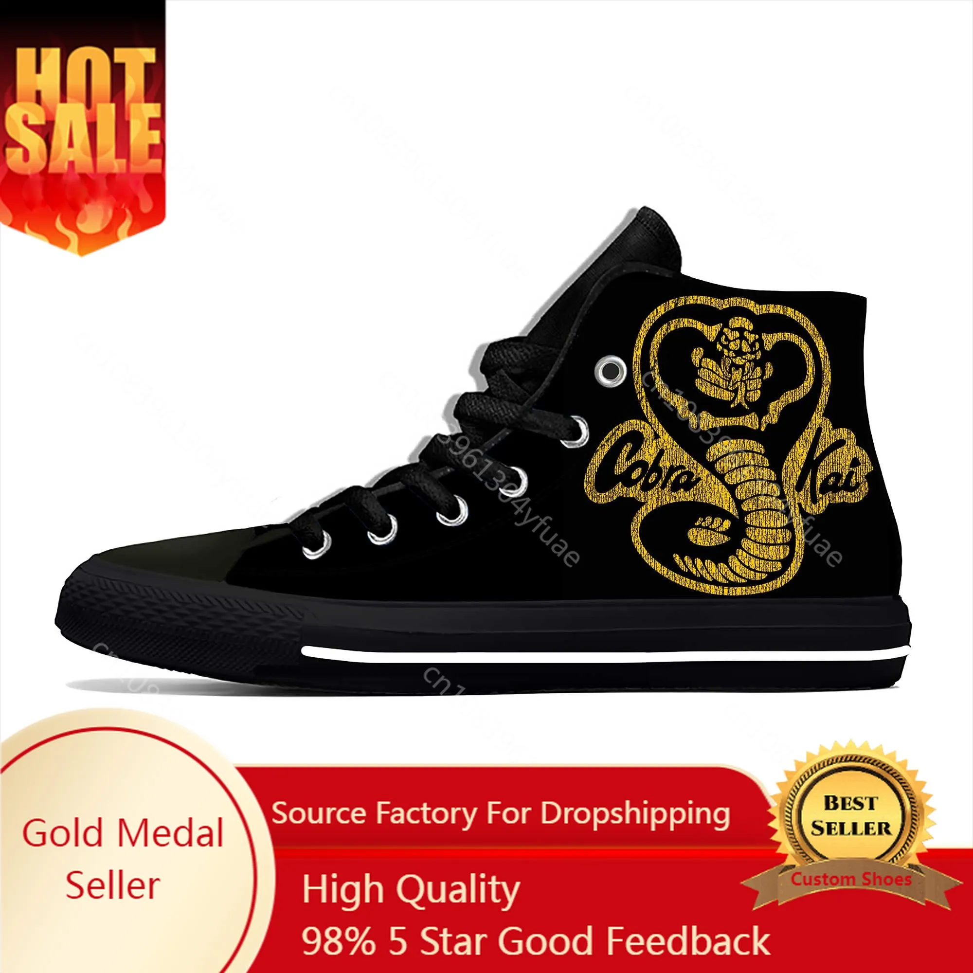 

Kai Karate Anime Cartoon Fang Fashion Cobra Eagle Casual Cloth Shoes High Top Comfortable Breathable 3D Print Men Women Sneakers