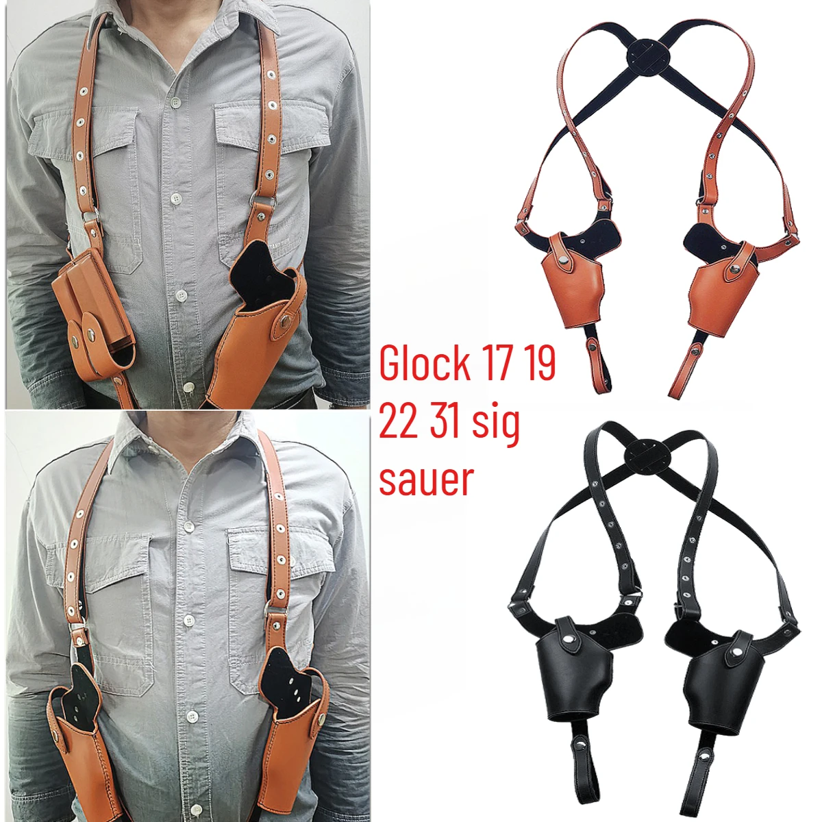 Taktisches Stealth-Holster Doppel-Magazintasche Versteckte Taschen Zubehör Schulter-Unterarm-Verdecktes Waffenholster – Detail 1