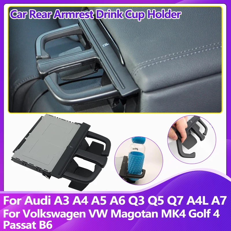 

1PCS Black Rear Seat Armrest Cup Holder For Jetta Golf MK5 MK4 Passat B6 A3 A4 S4 A6 Q5 Q7 A7 Rear Armrest Cup Holder 8P0885995B