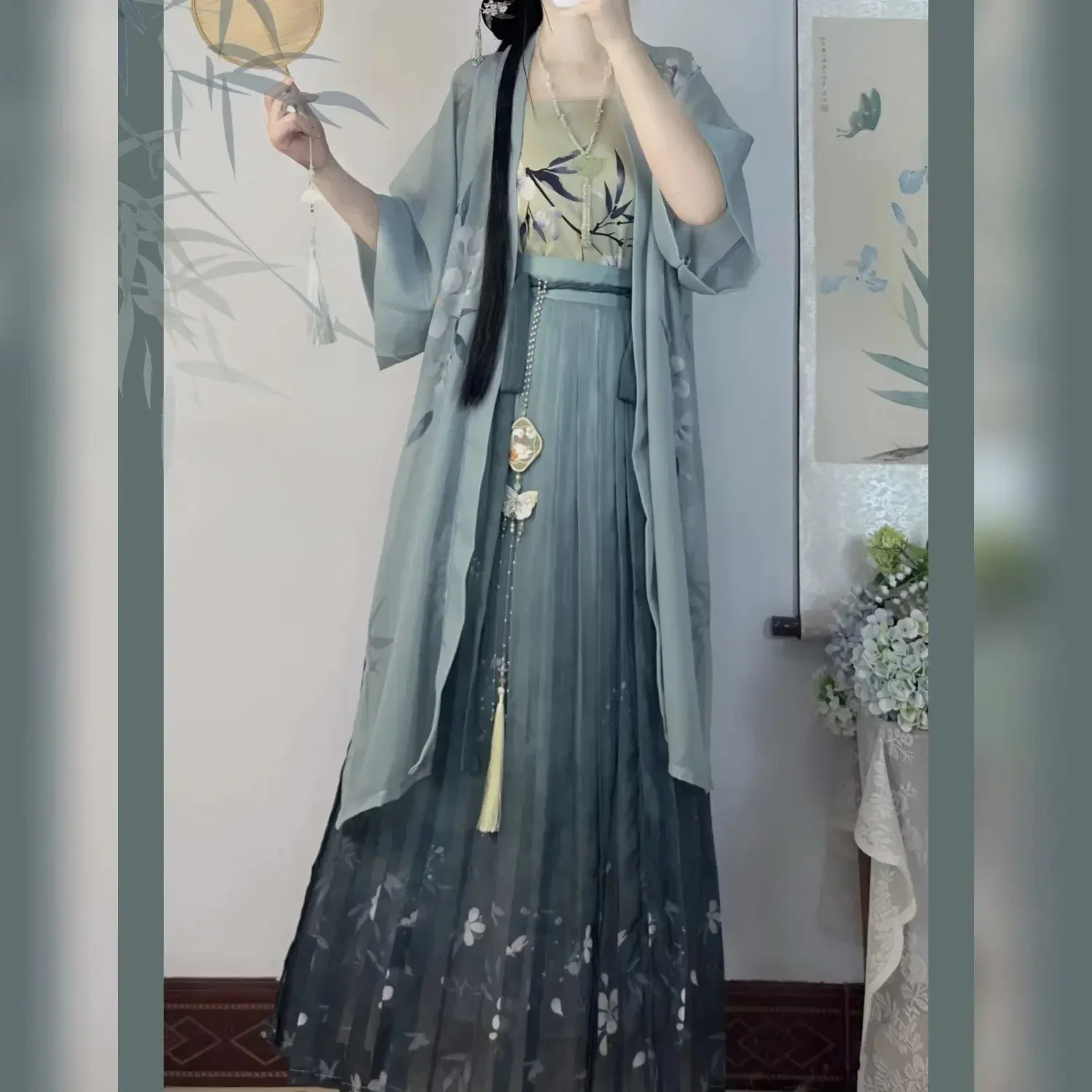 Song-made Hanfu Changgan Temple Waist Pleated Skirt Chinese Spring And Summer Daily Hanfu Tradicional Mujer Hanfu Set