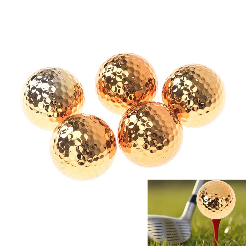 Gold Golf Ball Golf Swing Putter Training Practice Balls Exquisite Golden Plated Training Ball For Golfer Training Aid Accessory