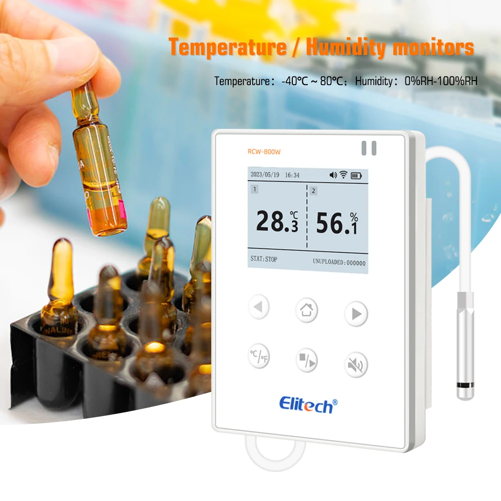 RCW-800W temperature humidity Data Logger digital WIFI Smart Thermometer 24h Monitoring for Vaccine Storage Cold Storage farm