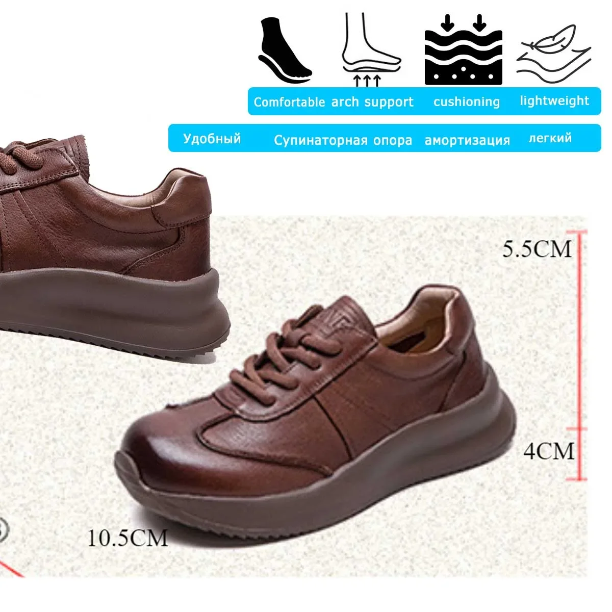 Koznoy sepatu bot Ankle wanita, sneaker Loafer kulit sapi asli nyaman musim semi musim gugur vulkanisir modis 4cm