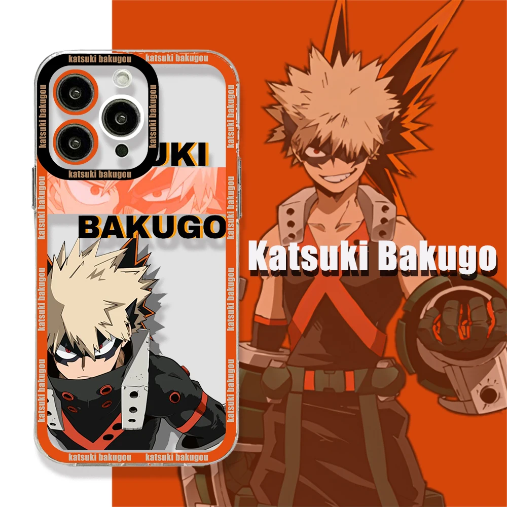 My Hero Academia Katsuki Bakugo BNHA Phone Case For iPhone 15 14 13 12 11 Pro Max X XR XS 6 7 8 Plus Soft Silicone Transparent