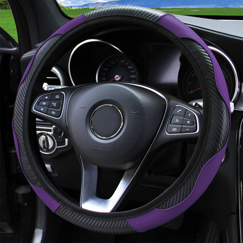 Kohlefaser-PU-Leder-Auto ohne Innenring, Lenkradbezug, Kfz-Zubehör, geeignet für 14,5–15 Zoll – Detail 11