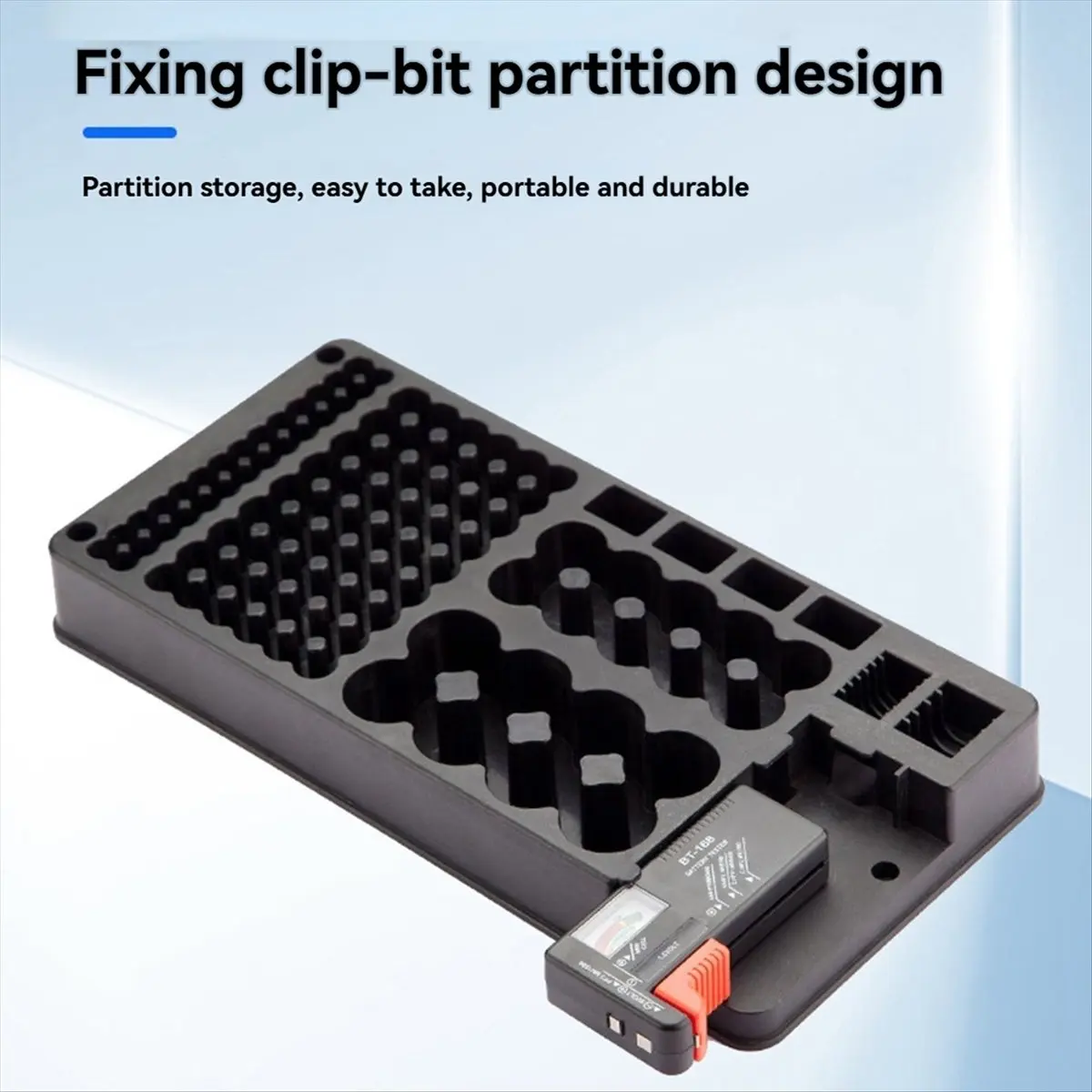 A48U Battery Storage Box Organizer Holder with Digital Display and Tester for Battery Level Check for AAA AA C D 9V