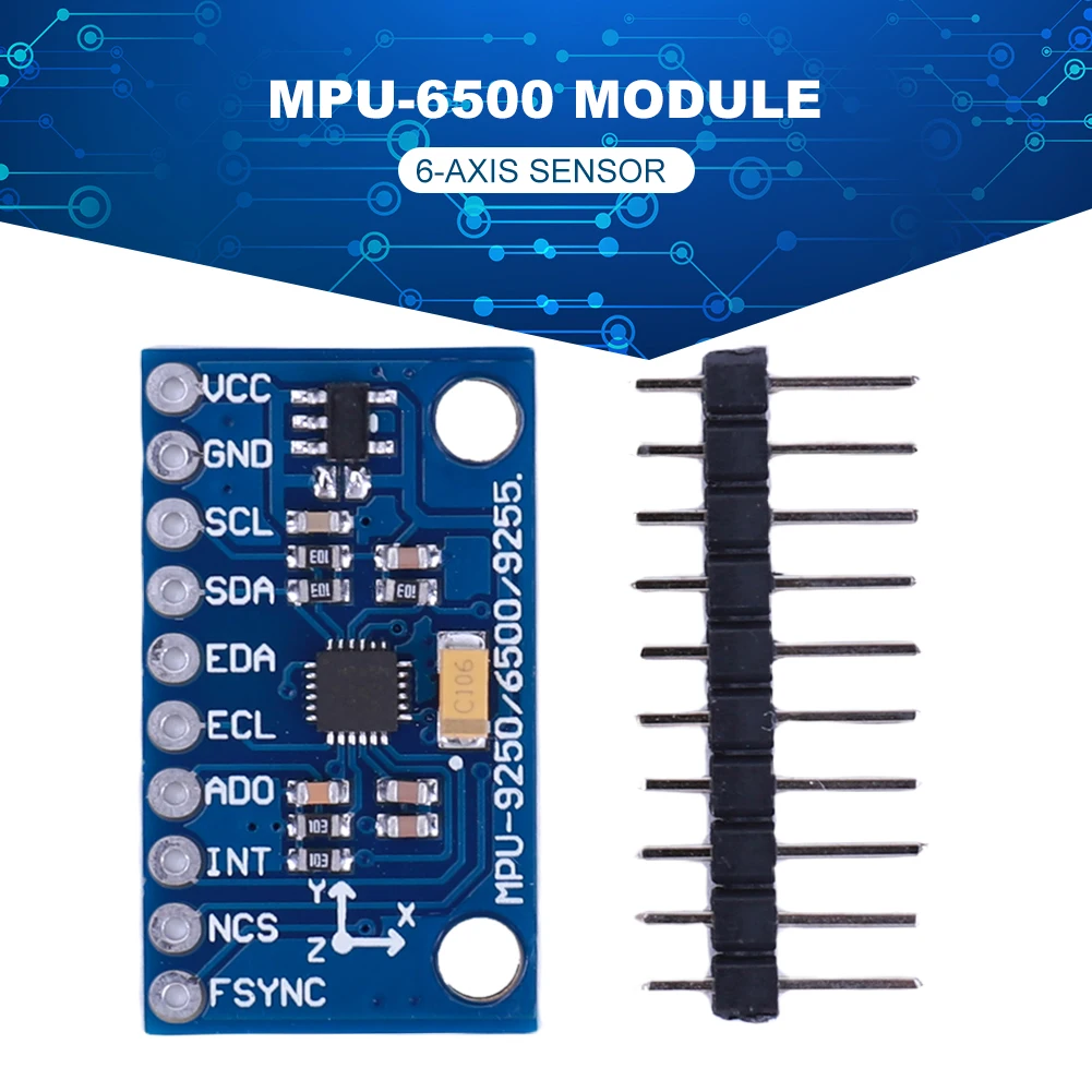 1-5pcs MPU6500 6-Axis Gyroscope Accelerometer Sensor Module IIC I2C SPI GY-6500 6-Axis Accelerometer Gyro Sensor With Pins