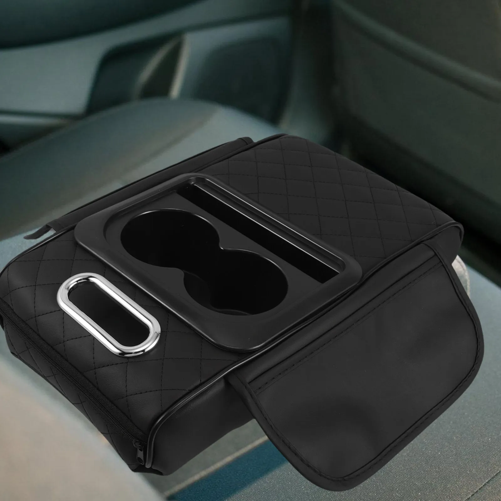 Car Armrest Box Pad Universal PU Comfort Booster Cushion Cup Holder Tissue Storage Holder Vehicle Interior Decoration
