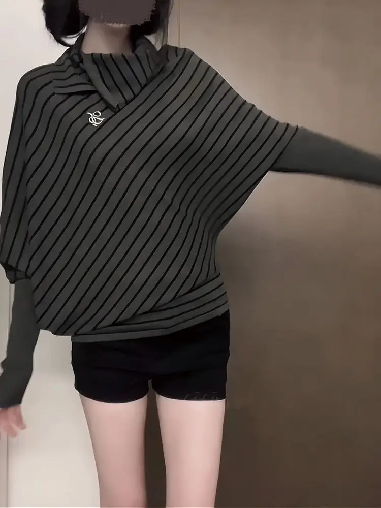 

Japan Ancient Style Striped Suit Light Asian Style Sweet And Cool Style Top + Shorts Two-Piece Set For Autumn For Small People