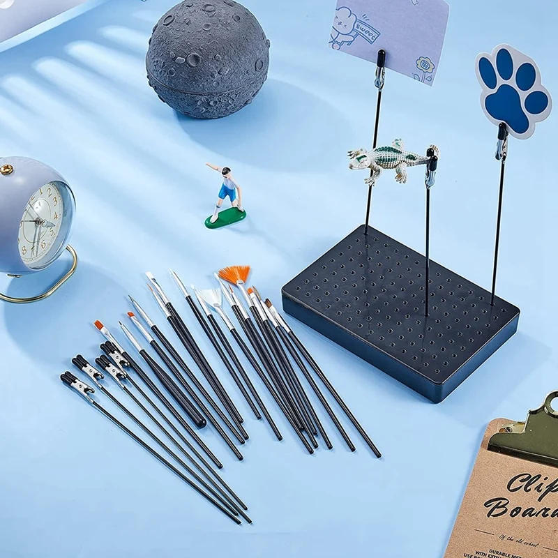 Painting Stand Base Holder And 24 Pcs Alligator Clip Sticks And Clean Brush For Modeling Parts For DIY Card Photo Memo