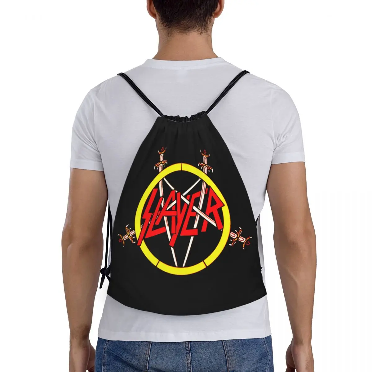 Slayers Logo Drawstring Backpack Sports Gym Bag for Men Women Heavy Metal Rock Shopping Sackpack