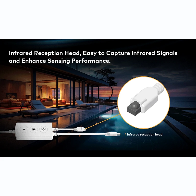 F1-D(WT)+RC1 5-24VDC Remote Control LED Dimmer Voice Control 3-Button WiFi IR Remote LED Dimmer Kit for Single Color LED Strip