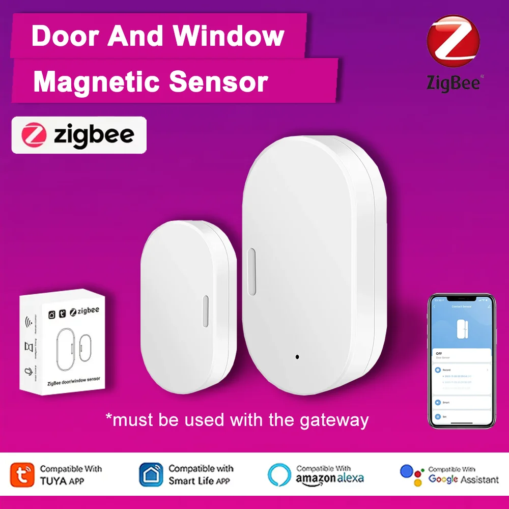 

Tuya Zigbee Smart Door Window Sensor Open Close Detector Home Security Alarm Compatible with Alexa Home Assistant